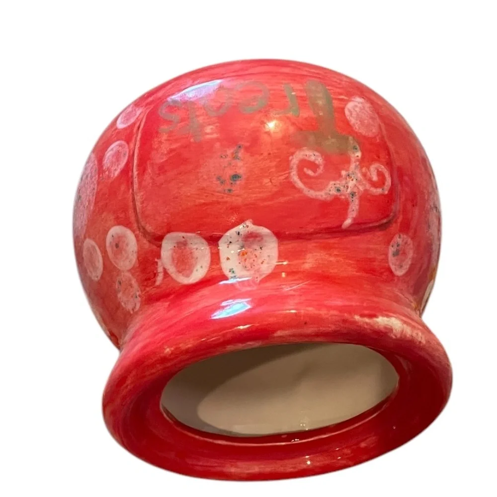Vintage Hand Painted Floral Stoneware Treats Jar‎